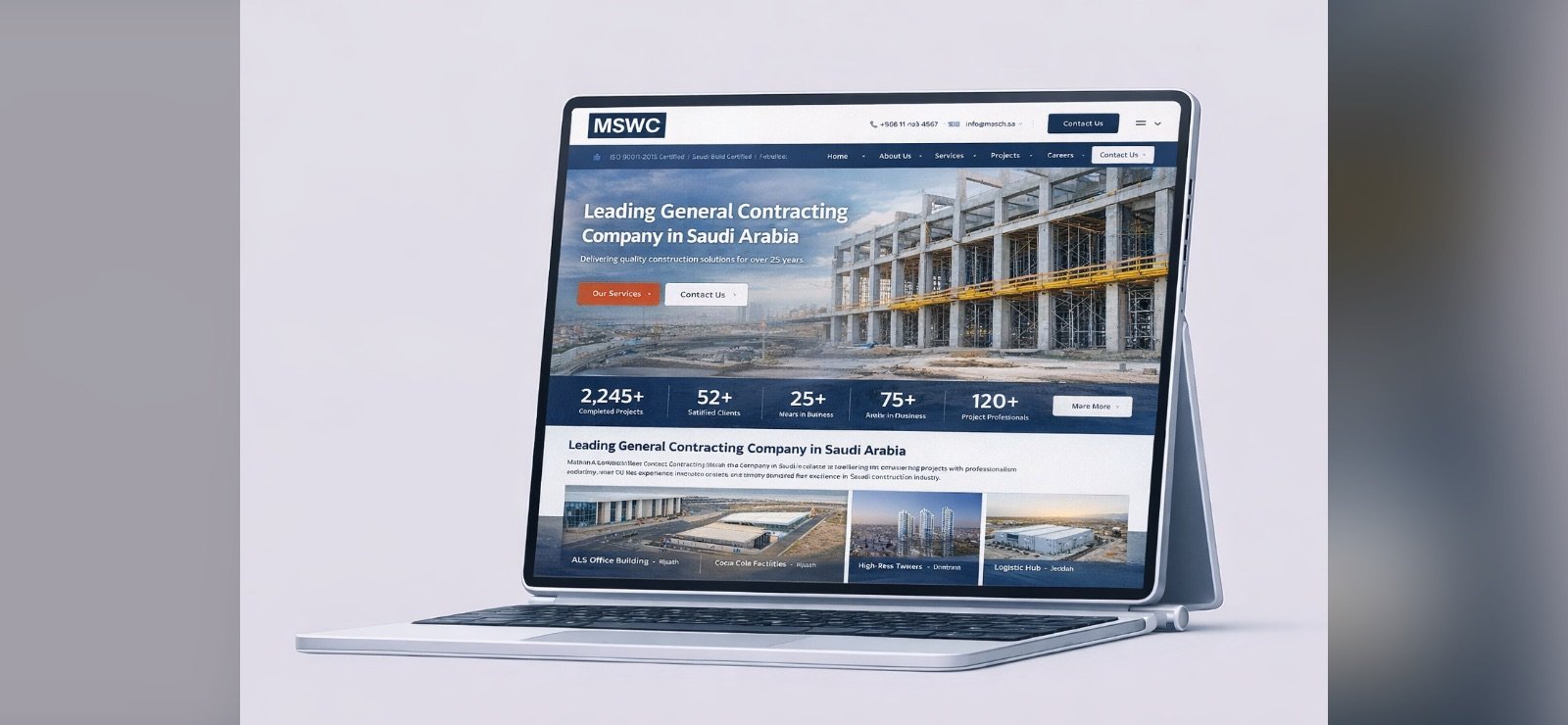 A general contractor's site, built to be checked by the people who award work