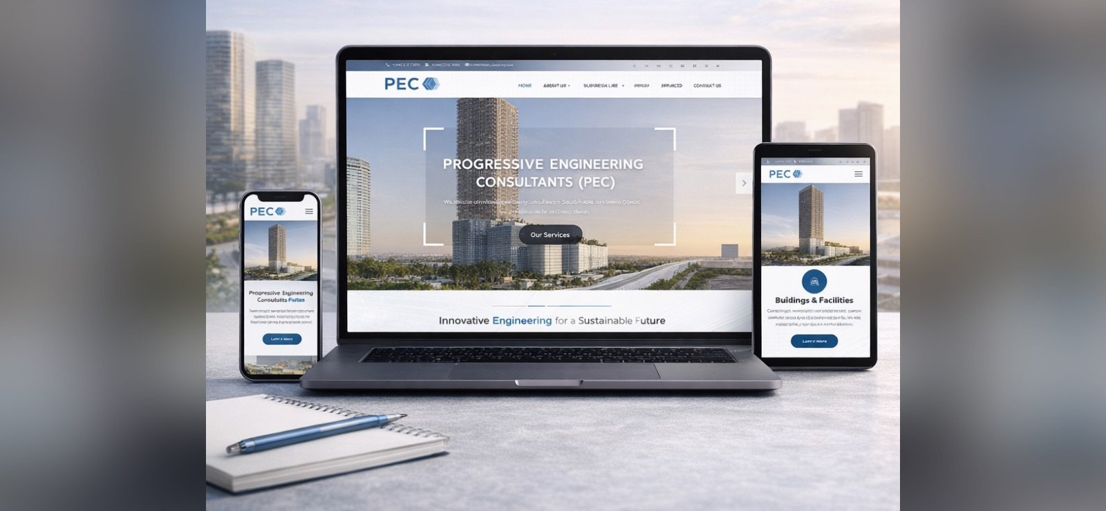 A corporate site that carries an engineering consultancy on credibility