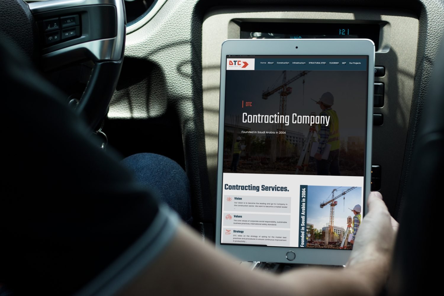 DTC contracting services page on an iPad